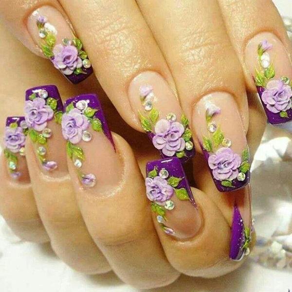 50 Flower Nail Art Designs