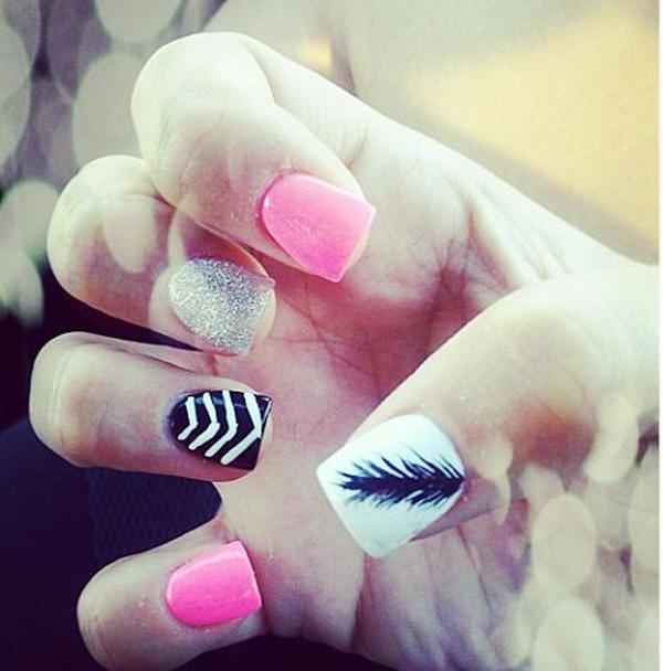 40+ Examples of Feather Nail Art