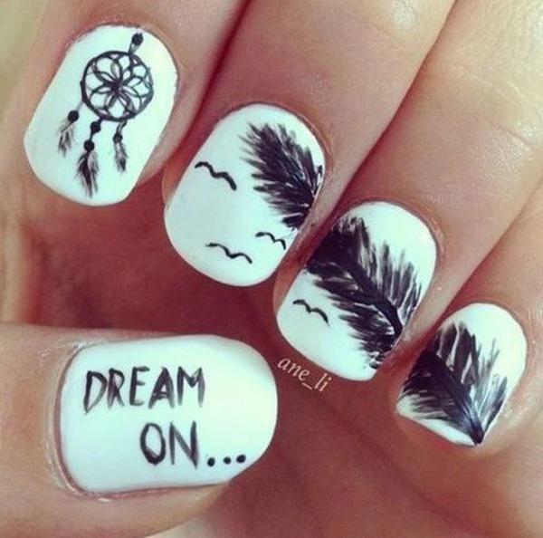 40+ Examples of Feather Nail Art