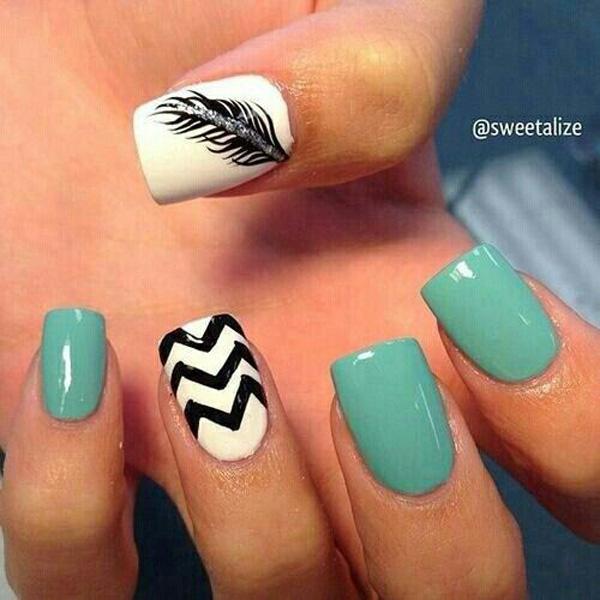 40+ Examples of Feather Nail Art
