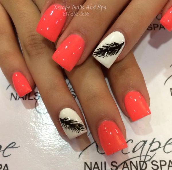 40+ Examples of Feather Nail Art