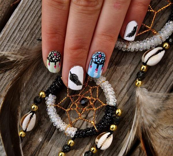40+ Examples of Feather Nail Art