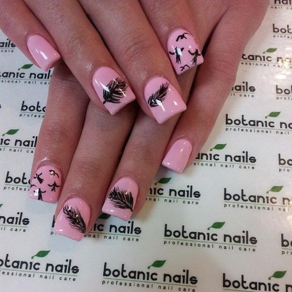40+ Examples of Feather Nail Art
