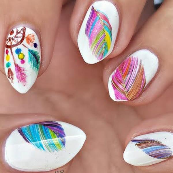 40+ Examples of Feather Nail Art