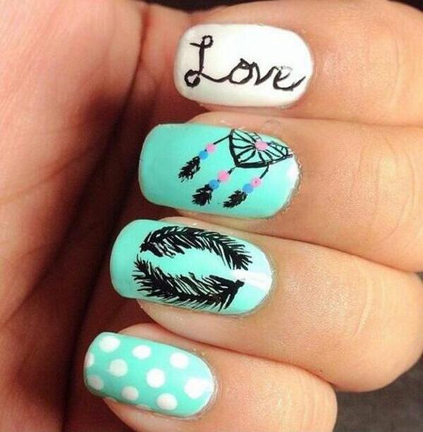 40+ Examples of Feather Nail Art