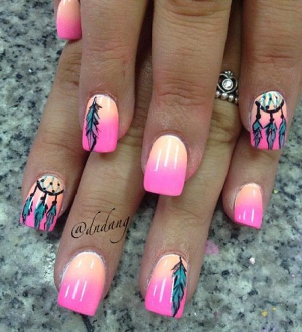 40+ Examples of Feather Nail Art