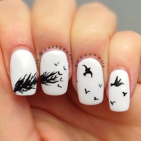 40+ Examples of Feather Nail Art