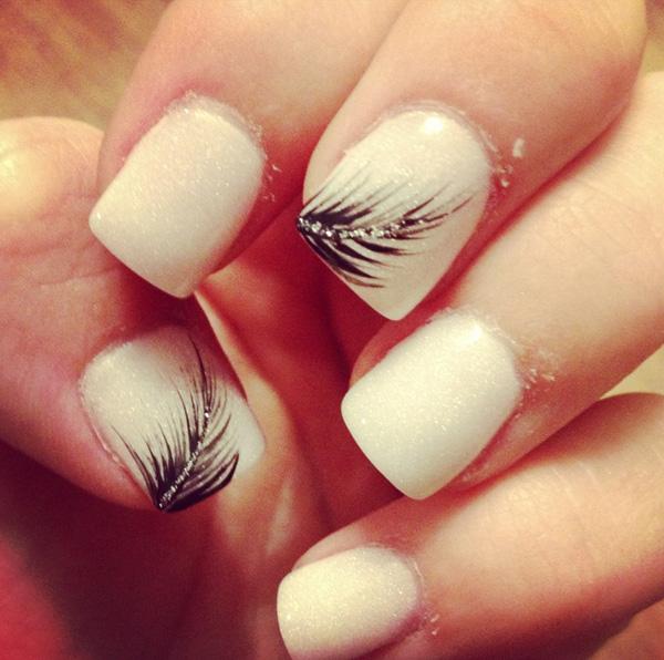 40+ Examples of Feather Nail Art