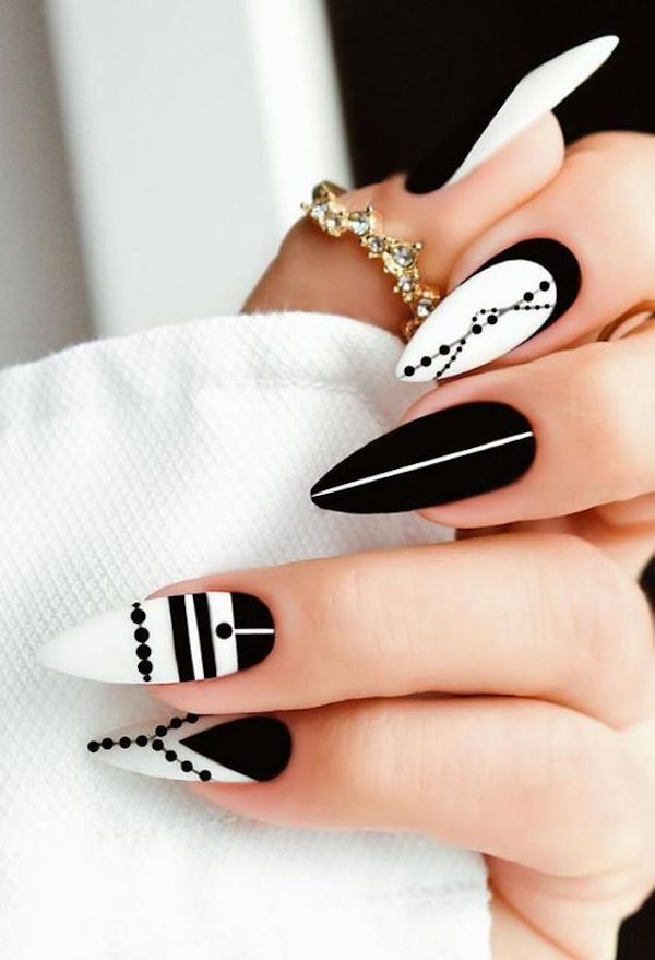 60 Examples of Black and White Nail Art