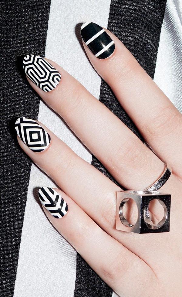 60 Examples of Black and White Nail Art