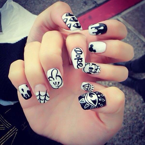 60 Examples of Black and White Nail Art