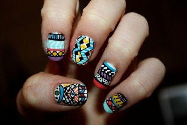 65 Colorful Tribal Nails Make You Look Unique