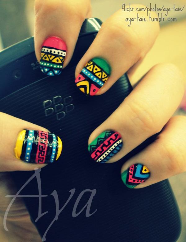 65 Colorful Tribal Nails Make You Look Unique