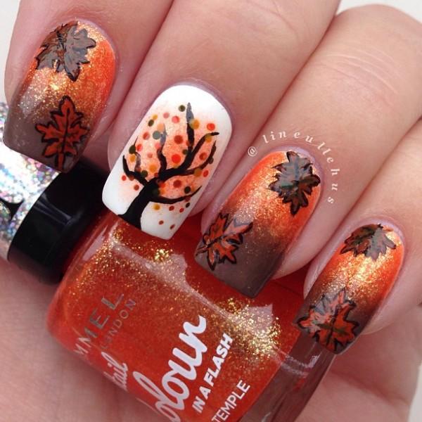 55 Seasonal Fall Nail Art Designs