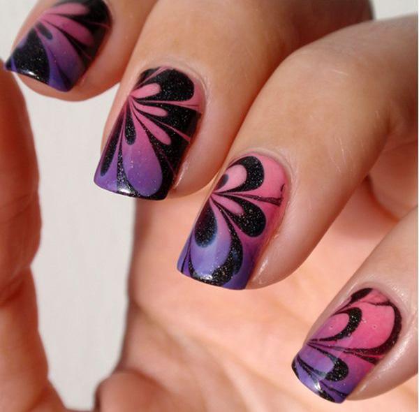 35 Water Marble Nail Art Designs