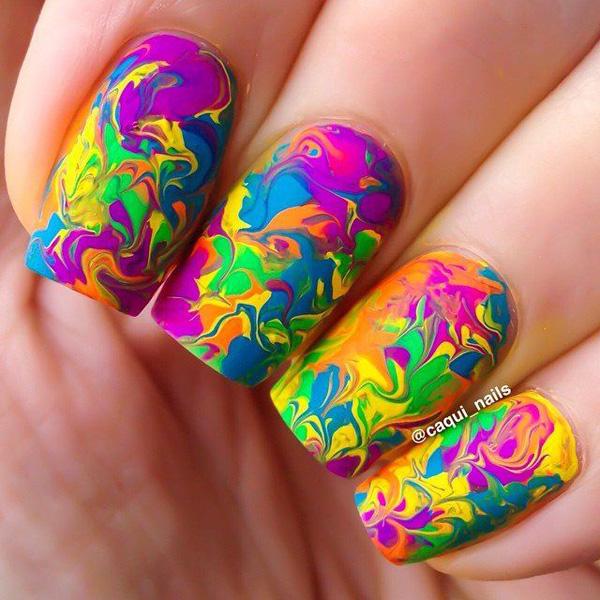 35 Water Marble Nail Art Designs