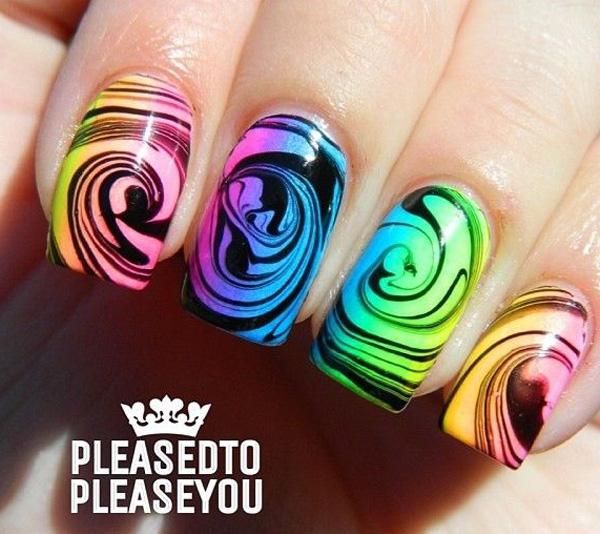 35 Water Marble Nail Art Designs