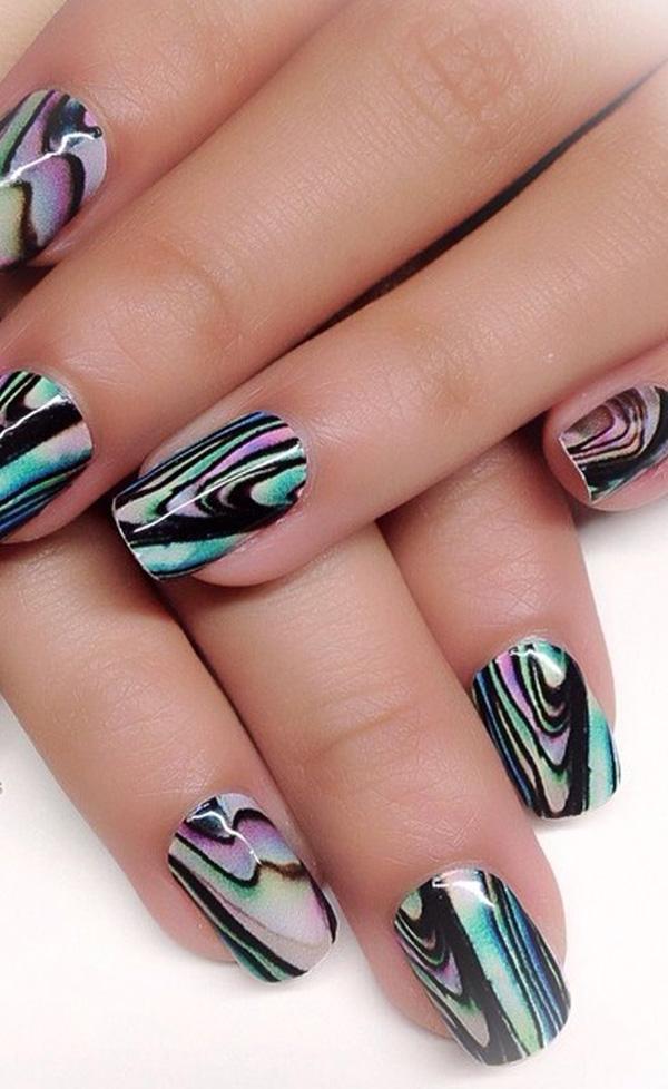 35 Water Marble Nail Art Designs