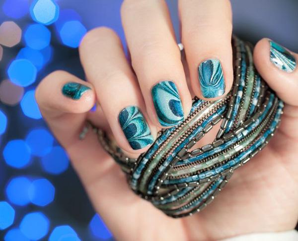 35 Water Marble Nail Art Designs