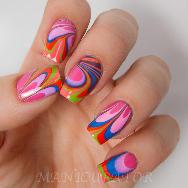 35 Water Marble Nail Art Designs