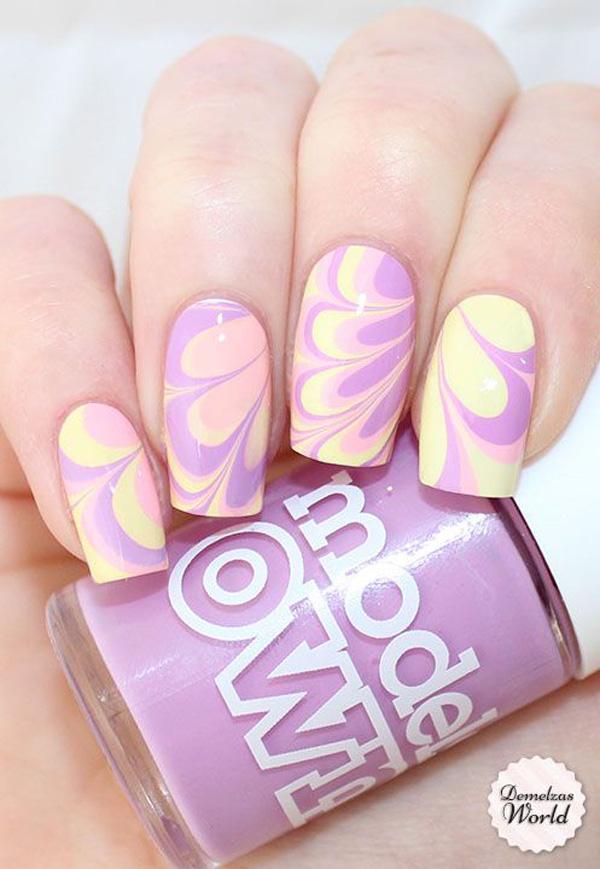 35 Water Marble Nail Art Designs