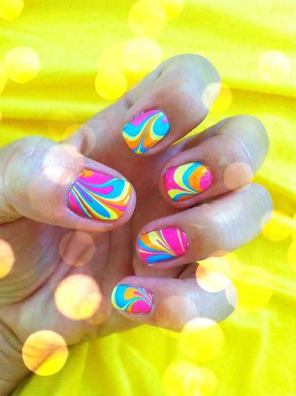 35 Water Marble Nail Art Designs