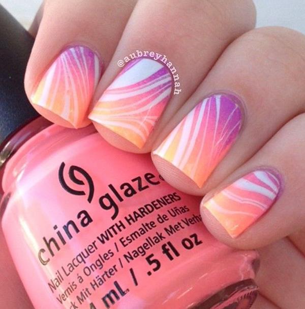 35 Water Marble Nail Art Designs