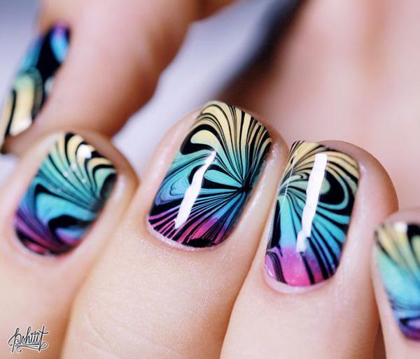 35 Water Marble Nail Art Designs