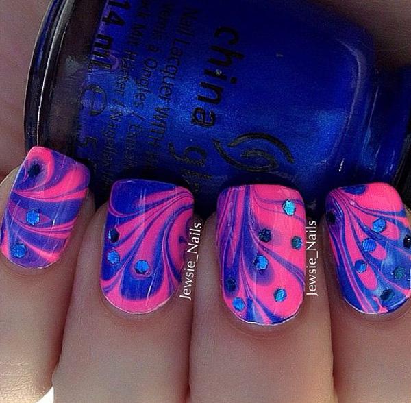 35 Water Marble Nail Art Designs