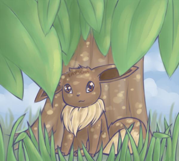 under_the_leaves_by_sarucho600_540 Eevee's Evolution