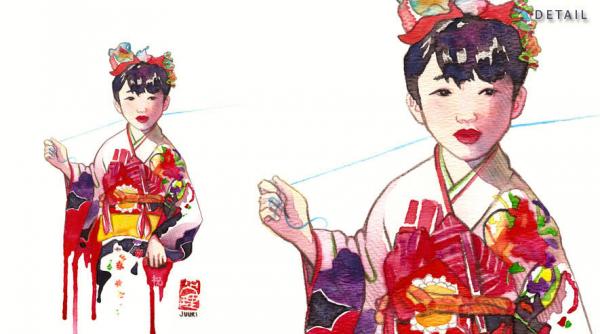 Mixed Media Japanese Girls by JUURI