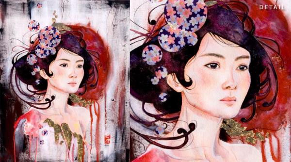 Mixed Media Japanese Girls by JUURI