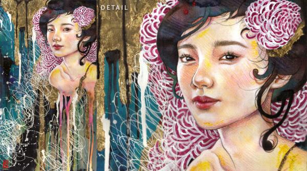 Mixed Media Japanese Girls by JUURI