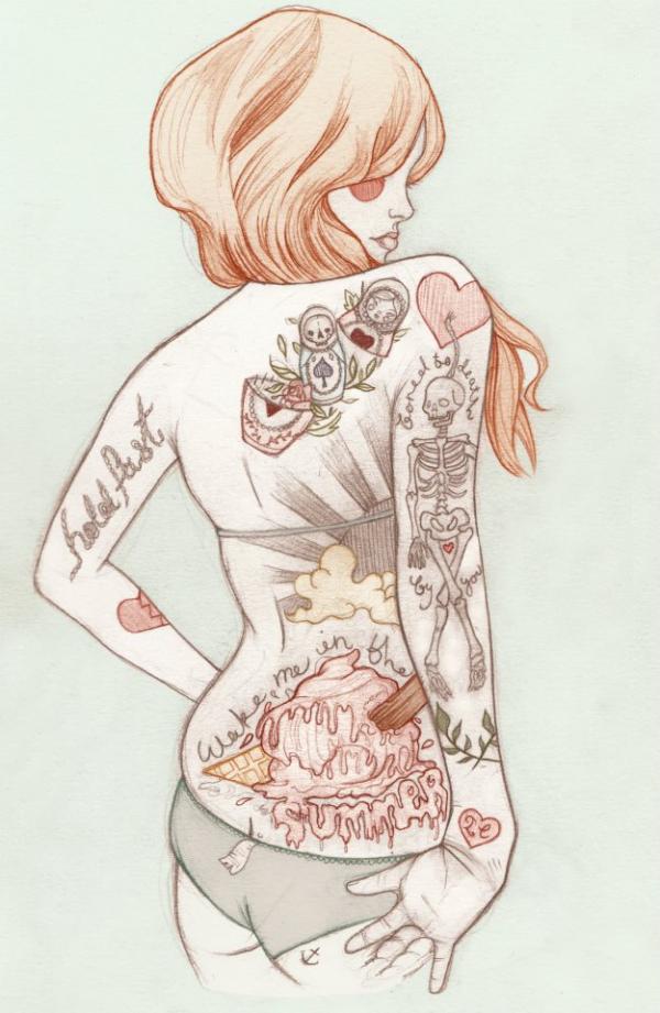 Tattoo illustrations by Liz Clements