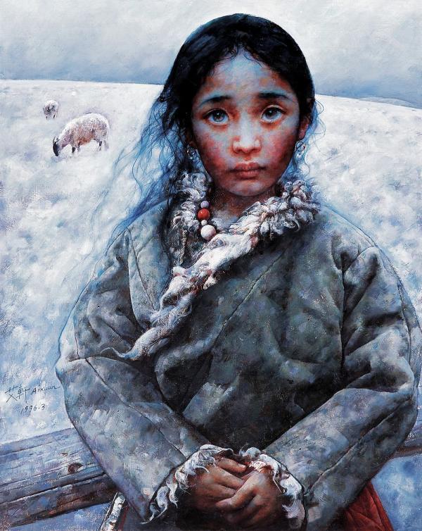 Tibet Girl Painting by Ai Xuan