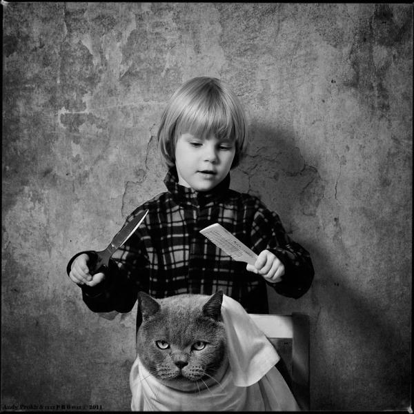 Little Girl and Her Cat