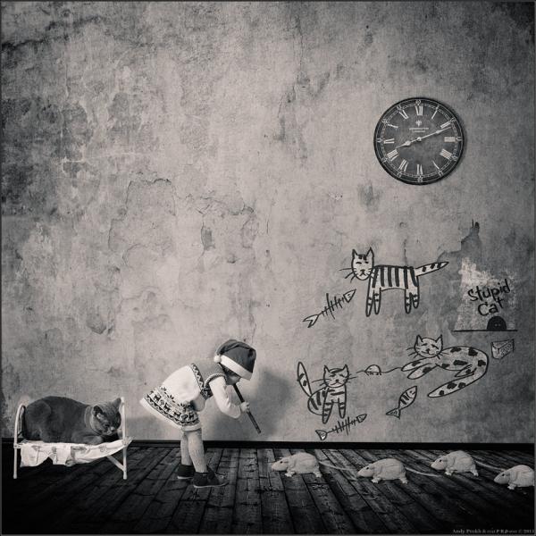 Little Girl and Her Cat