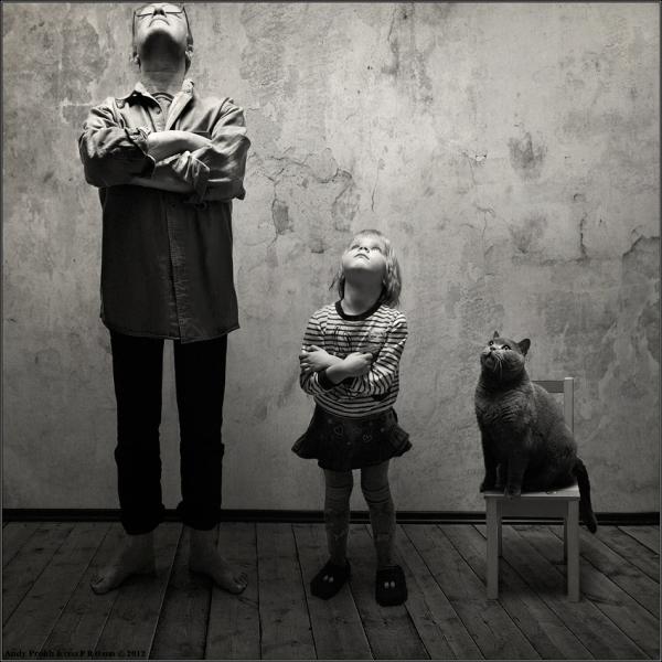 Little Girl and Her Cat