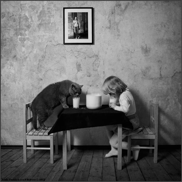 Little Girl and Her Cat