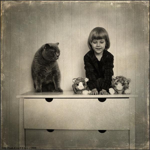 Little Girl and Her Cat