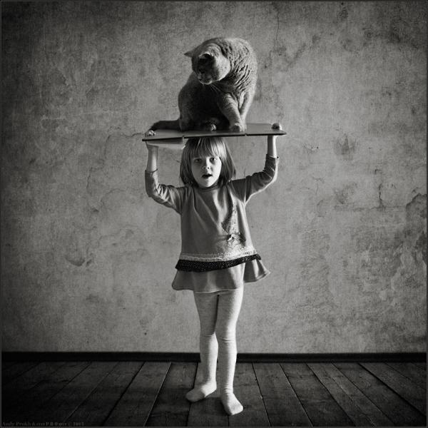 Little Girl and Her Cat