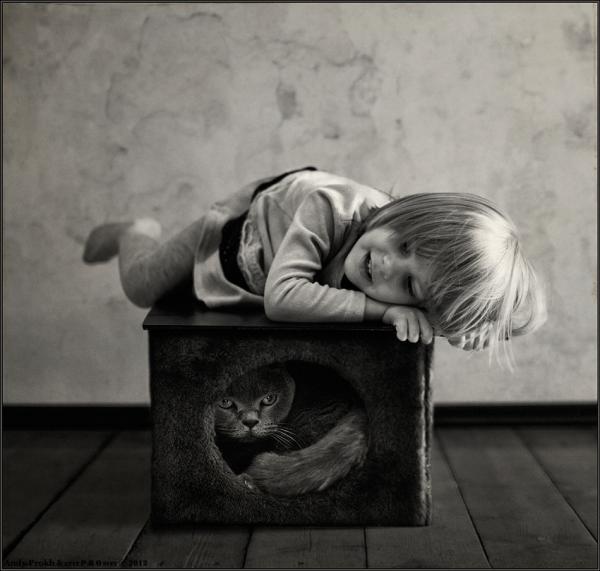 Little Girl and Her Cat