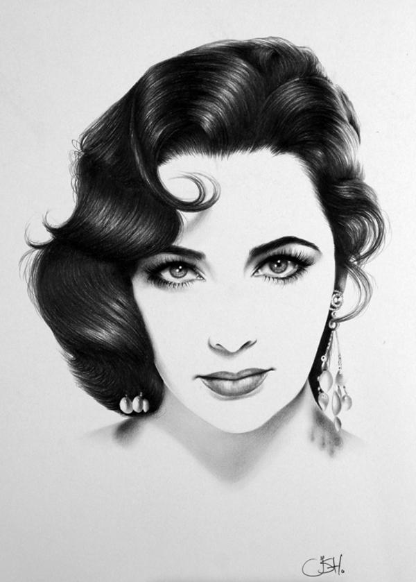 39 elizabeth_taylor_minimal_by_ileana_s 35 Amazing Examples of Black And White Photography
