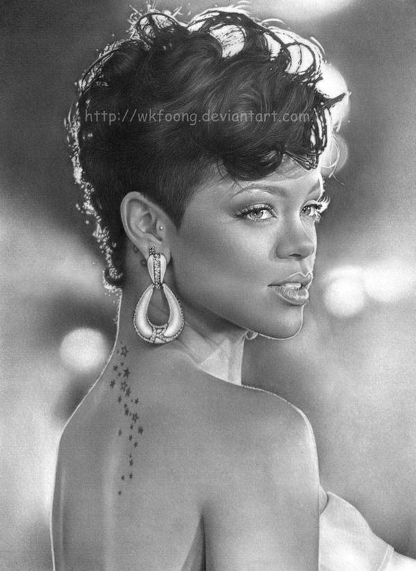 17 Rihanna_by_wkfoong 35 Amazing Examples of Black And White Photography