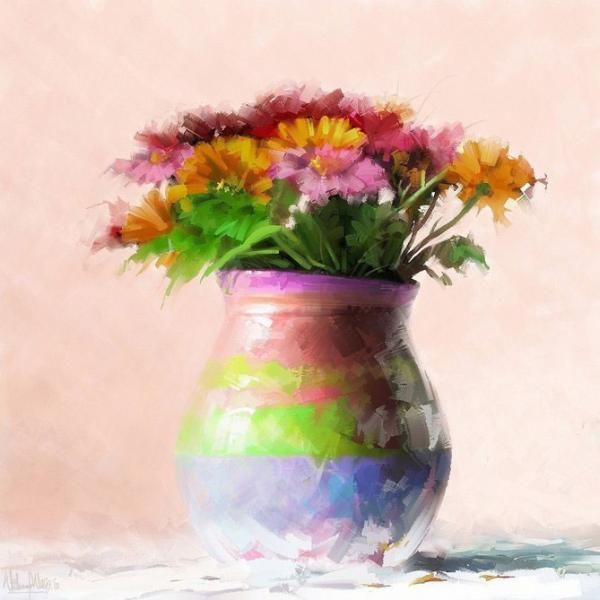 Flower Paintings by Waheed Nasir