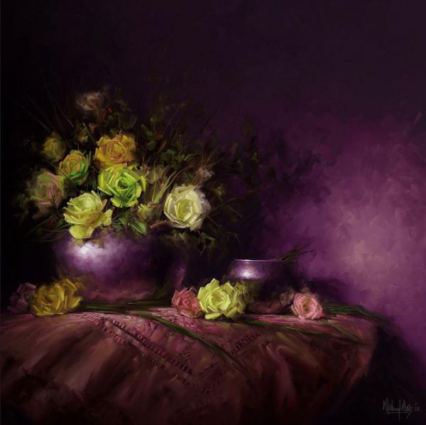 Flower Paintings by Waheed Nasir