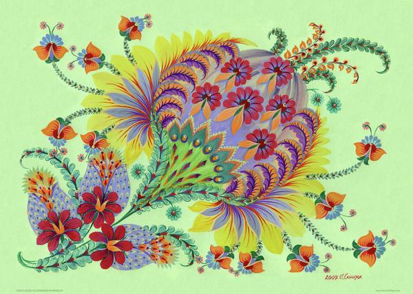 Beautiful Petrykivka Paintings by Olena Skytsiuk