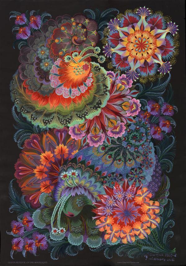 Beautiful Petrykivka Paintings by Olena Skytsiuk