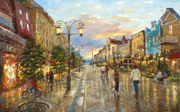 City landscape Paintings by Dmitri Spiros
