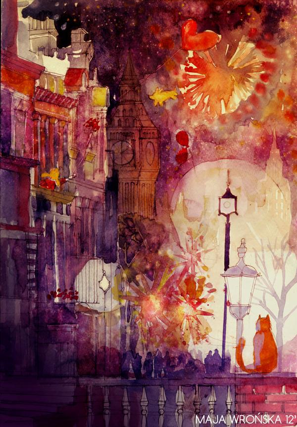 Watercolor Architectures by Maja Wronska